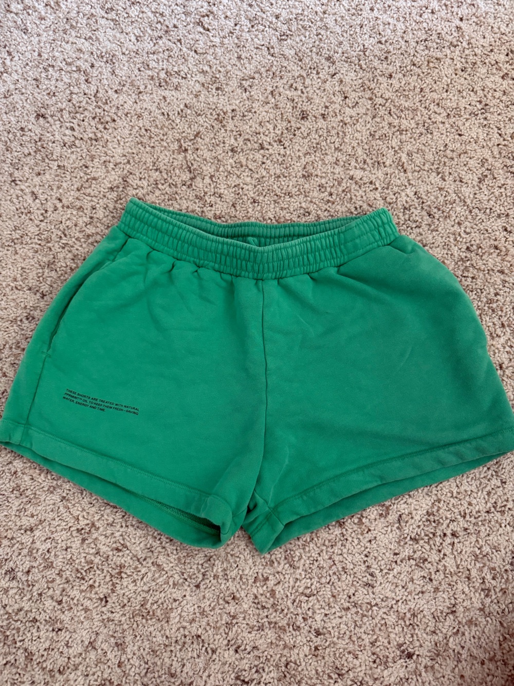 Pangaia Bright Green Elastic-Waist Cotton Shorts